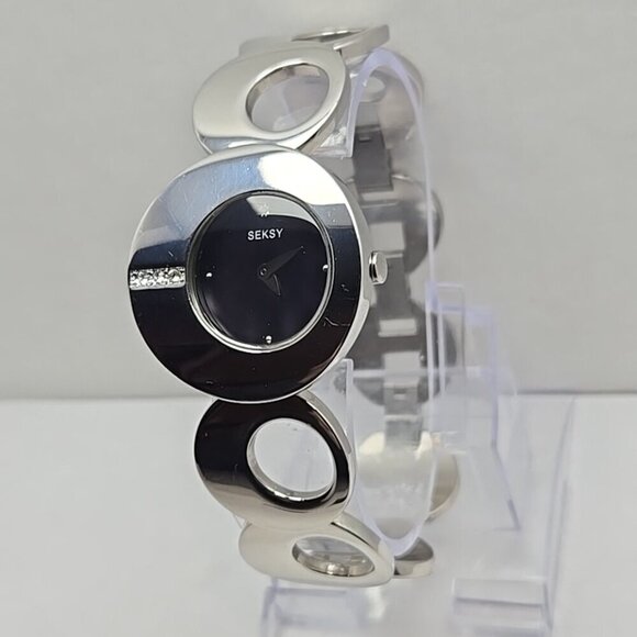 Womens Sekonda Seksy Silver Tone Crystals  4798S BKT Watch New Battery Art Deco - Picture 2 of 11